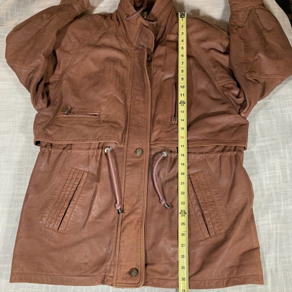 New Fast Leather Mid Length Light Brown Jacket Unisex Vintage 42 Plz See Pics - Picture 7 of 12